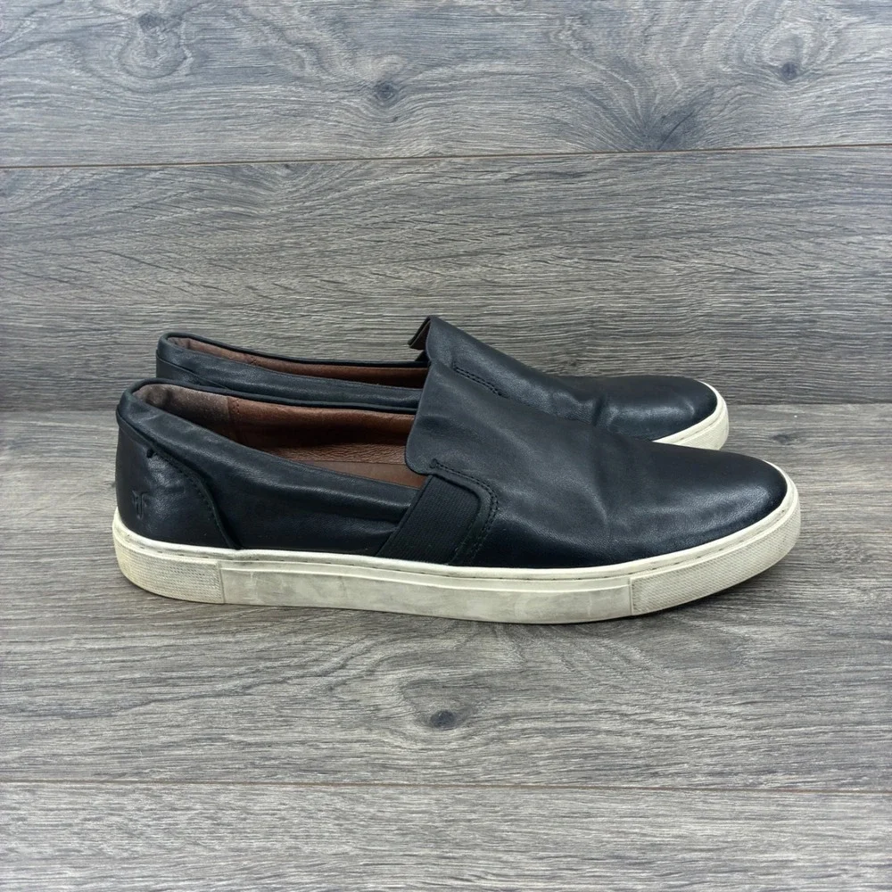 Frye Mens Black Leather Slip On Sneakers Casual Loafers Shoes Size 11M